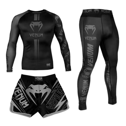 Venum professional black and grey triple set | סט ונום משולש מקצועי בעיצוב שחור אפור